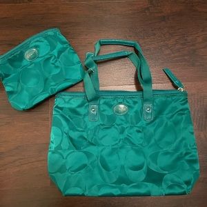 Coach small travel bag and matching wristlet